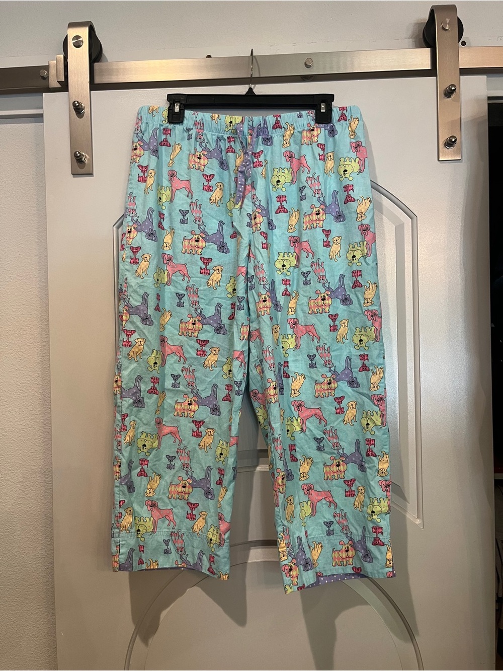 Adonna Light Blue Cotton Pajama Pants with Colorful Dog Print. So cute!